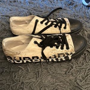 Burberry Black & White Print Logo Sneakers
